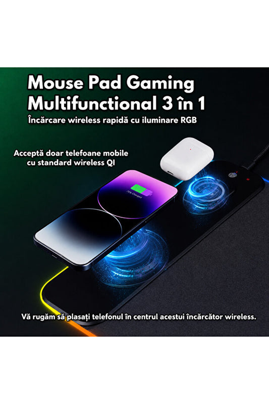 Flexon RGB Gaming Mouse Pad 800x300mm 15W 3-in-1 Wireless Charger
