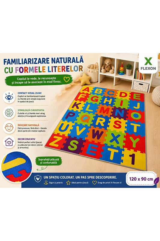 Flexon Covor de Joacă Alphabet Puzzle pentru Copii 120x90cm