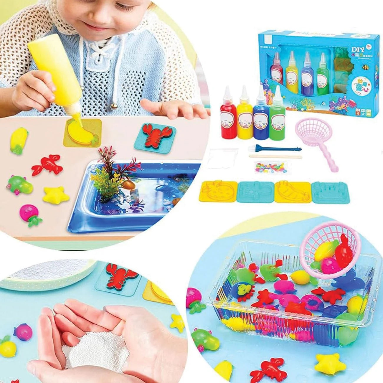 Magic Water Creative set Magic Water with glitter – 5 colors + 4 molds, 3 years+