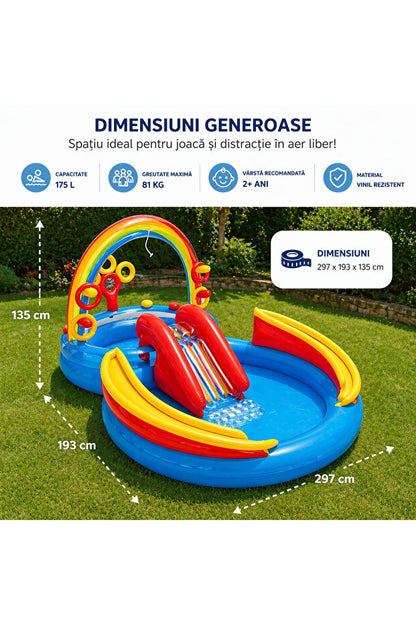 Piscină Gonflabilă Intex Rainbow Ring Play Center cu Tobogan și Jocuri