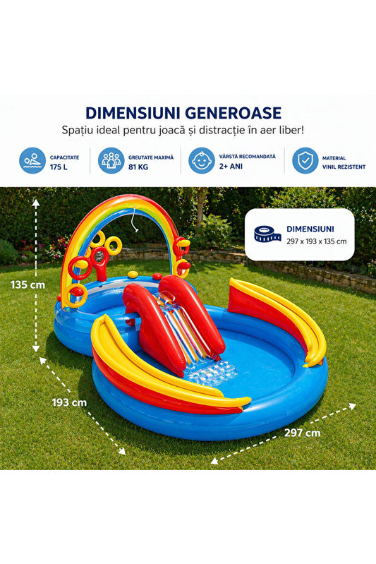 Piscină Gonflabilă Intex Rainbow Ring Play Center cu Tobogan și Jocuri