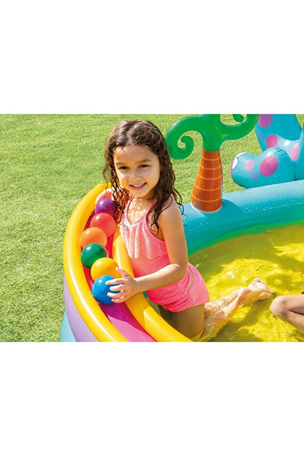 Intex 57135 Dino Inflatable Kids' Pool with Slide and Sprayer