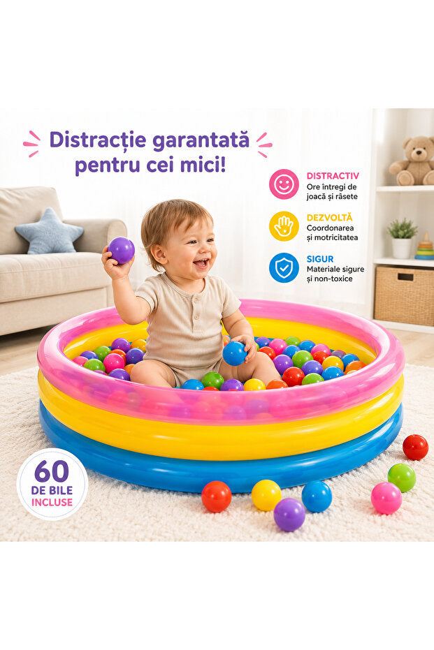 OEM Piscină Gonflabilă Pentru Copii 86x25cm Cu 60 Bile