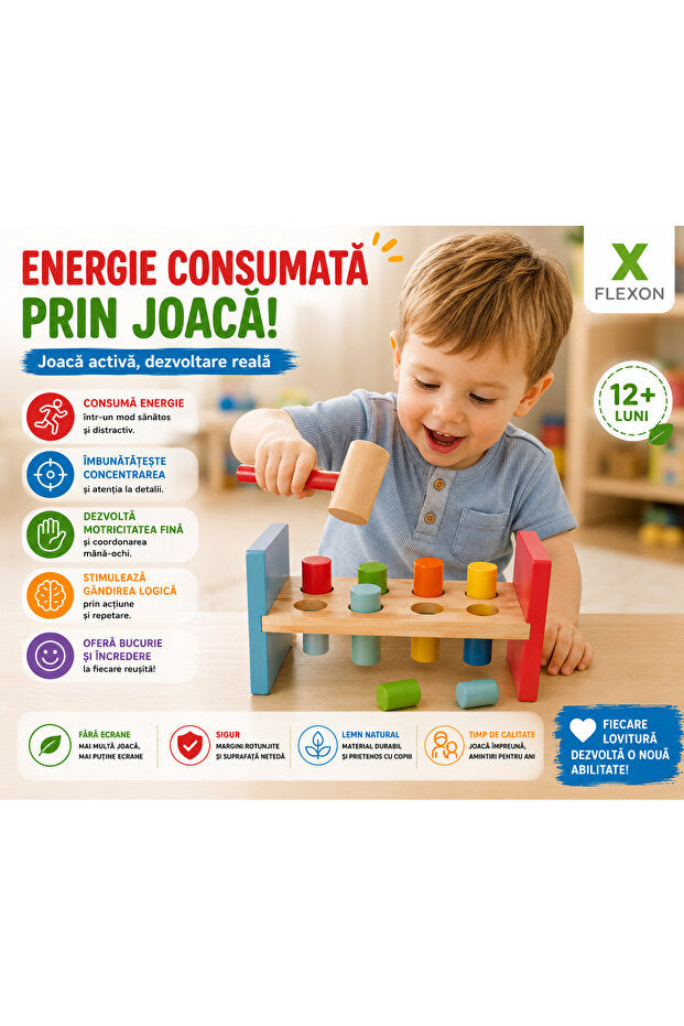 Montessori Wooden Hammer Bench Educational Toy Set 6 Pieces