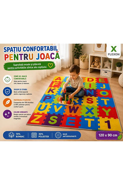 Flexon Covor de Joacă Alphabet Puzzle pentru Copii 120x90cm