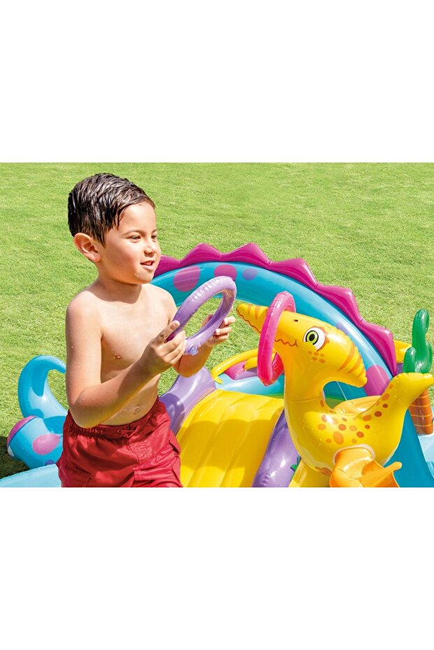Intex 57135 Dino Inflatable Kids' Pool with Slide and Sprayer