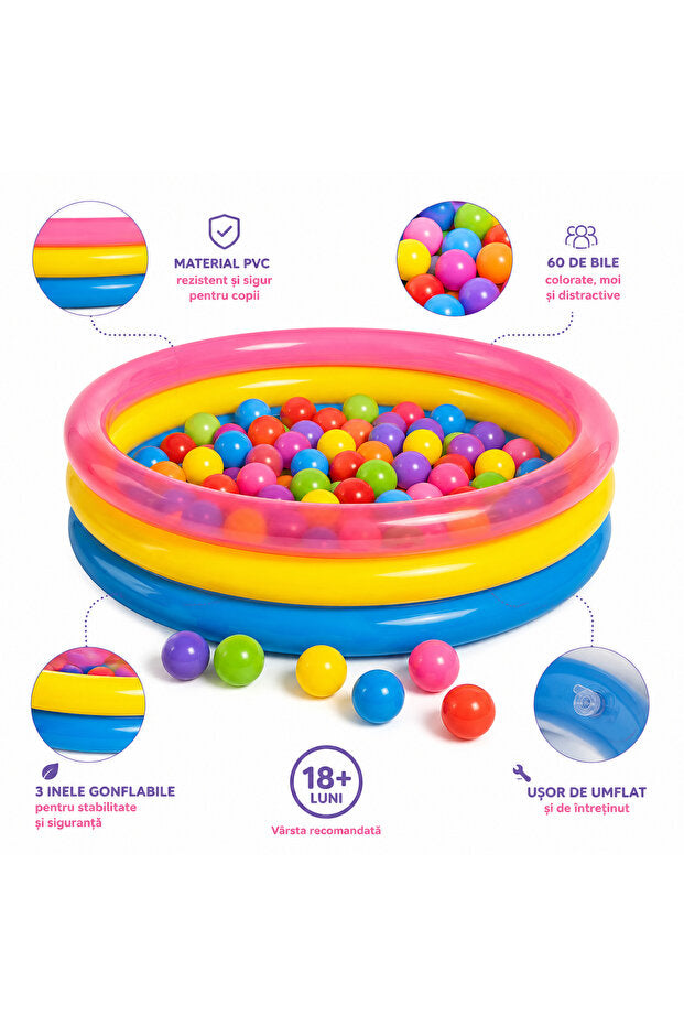 OEM Piscină Gonflabilă Pentru Copii 86x25cm Cu 60 Bile