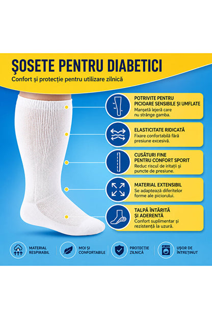 Flexon Medical Unisex Diabetic Socks Cotton Stitch-Free Non-Slip Black White