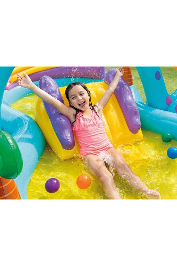 Intex 57135 Dino Inflatable Kids' Pool with Slide and Sprayer