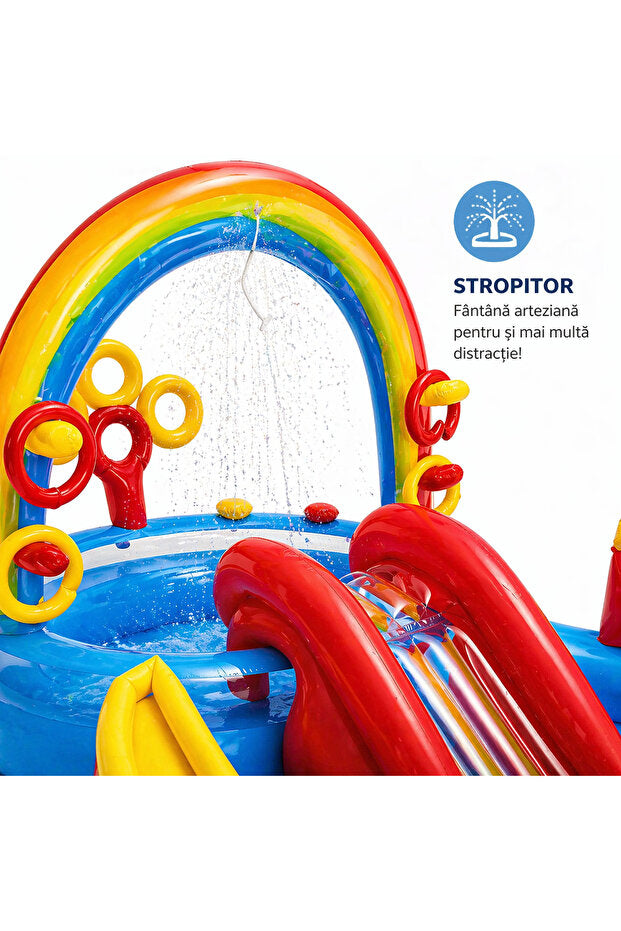 Piscină Gonflabilă Intex Rainbow Ring Play Center cu Tobogan și Jocuri