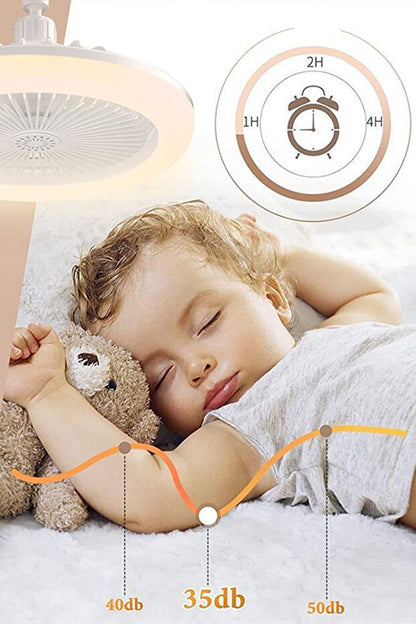 Fugo Modern Silent Ceiling Fan With 3-Color LED Light Remote