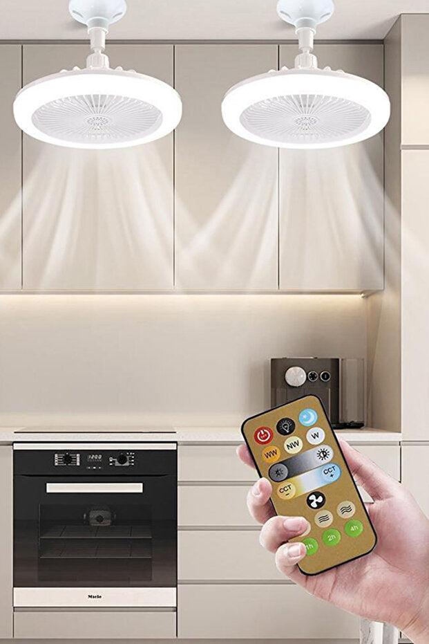 Fugo Modern Silent Ceiling Fan With 3-Color LED Light Remote