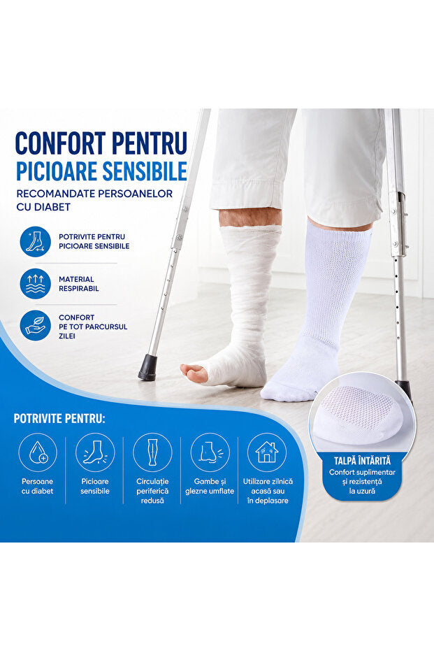 Flexon Medical Unisex Diabetic Socks Cotton Stitch-Free Non-Slip Black White