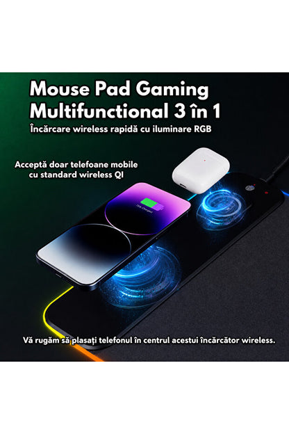Flexon RGB Gaming Mouse Pad 800x300mm 15W 3-in-1 Wireless Charger