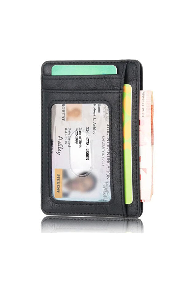 Flexon Portofel Slim RFID din Piele Ecologică Negru