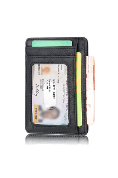 Flexon Portofel Slim RFID din Piele Ecologică Negru
