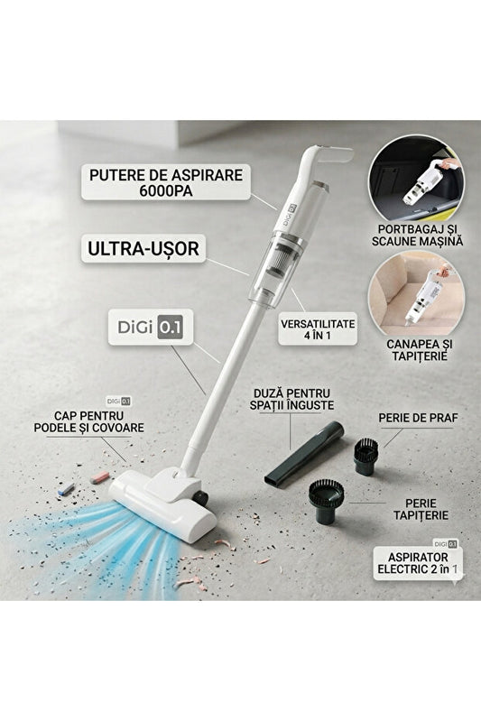 Aspirator Electric 2-în-1 Reîncărcabil 50W 600ml Alb Portabil