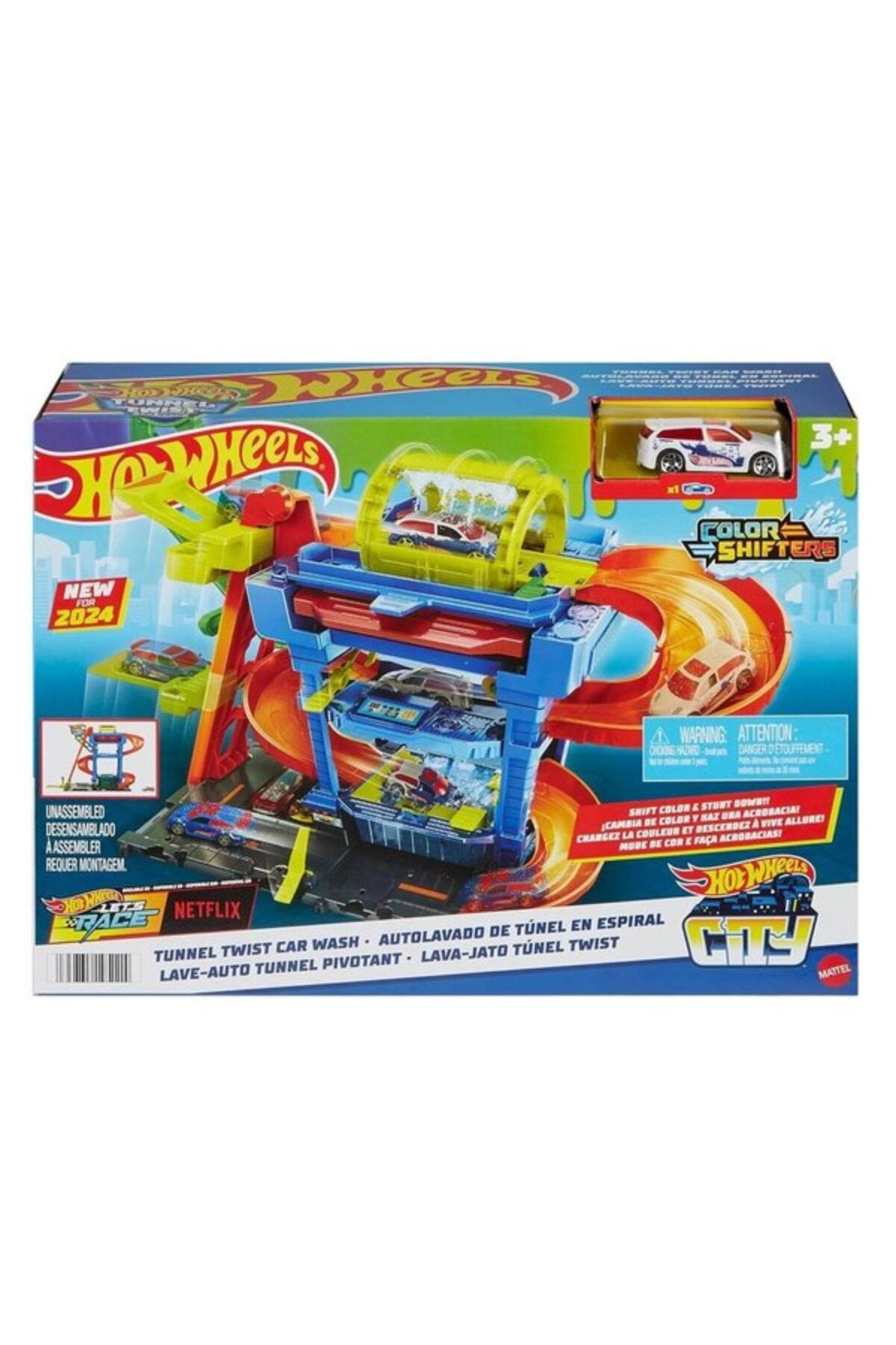 Hot Wheels City Tunnel Twist Car Wash Set Color-Changing