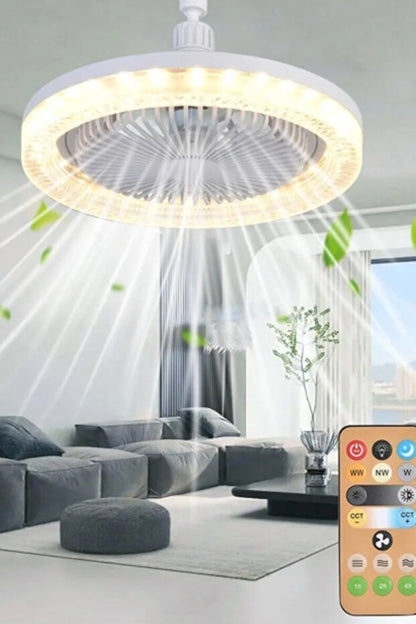 Fugo Modern Silent Ceiling Fan With 3-Color LED Light Remote