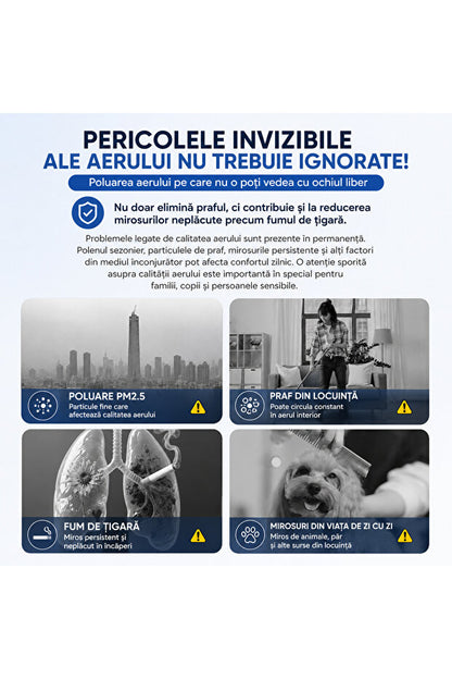 Flexon Purificator Aer Compact HEPA Carbon Activ Ionizare USB-C