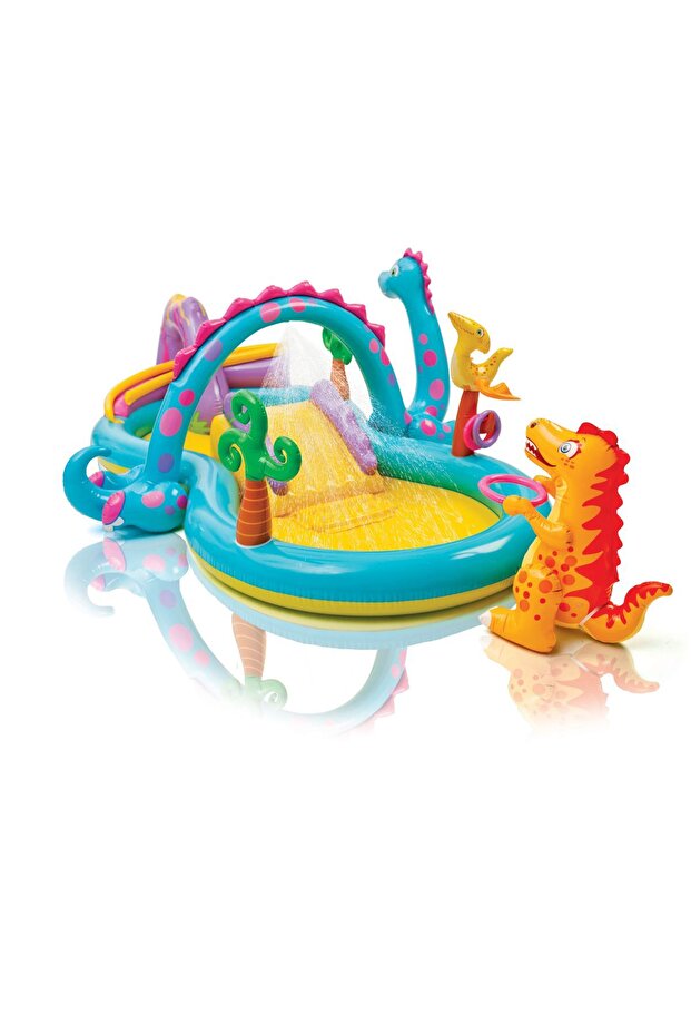 Intex 57135 Dino Inflatable Kids' Pool with Slide and Sprayer