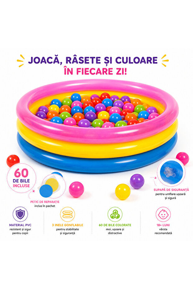 OEM Piscină Gonflabilă Pentru Copii 86x25cm Cu 60 Bile