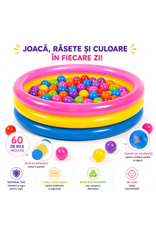 OEM Piscină Gonflabilă Pentru Copii 86x25cm Cu 60 Bile