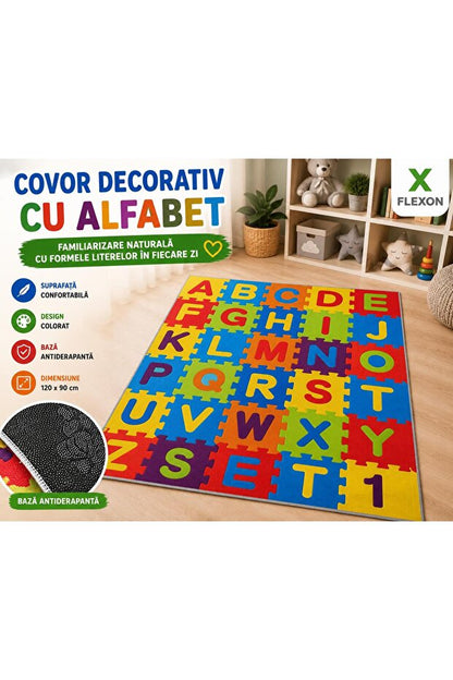 Flexon Covor de Joacă Alphabet Puzzle pentru Copii 120x90cm