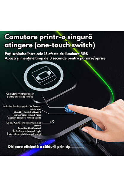 Flexon RGB Gaming Mouse Pad 800x300mm 15W 3-in-1 Wireless Charger