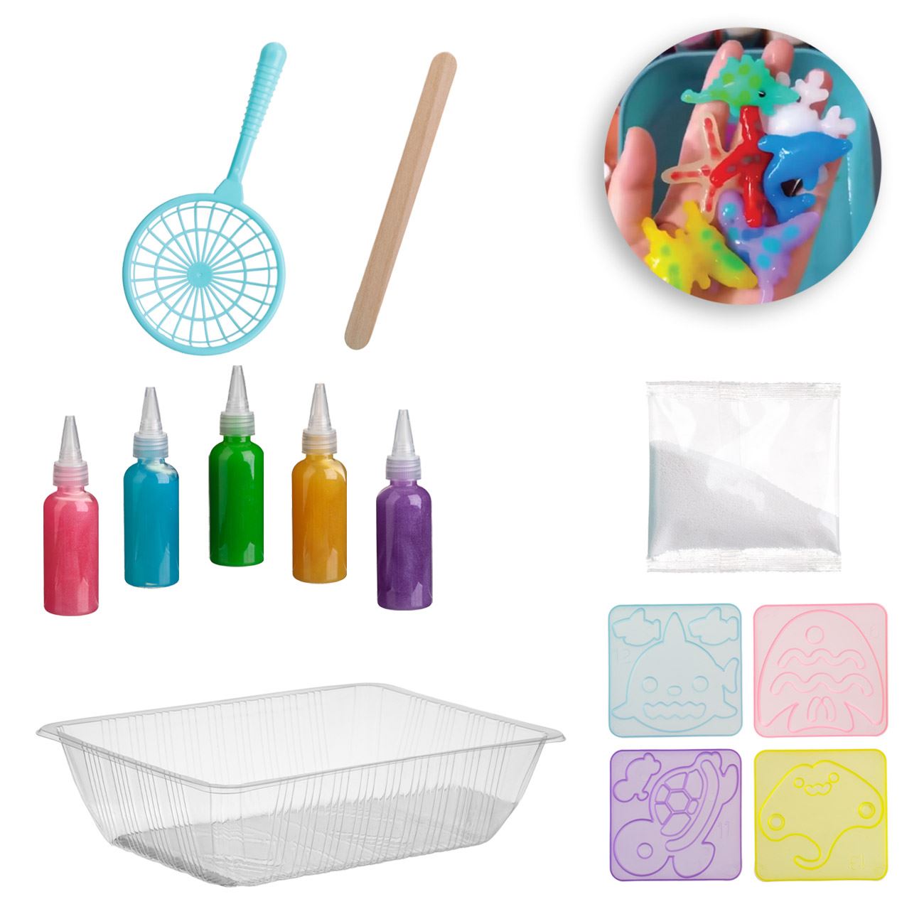 Magic Water Creative set Magic Water with glitter – 5 colors + 4 molds, 3 years+