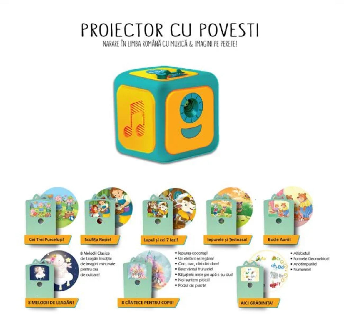 PROIECTOR CU POVEȘTI, MUZICĂ ȘI LECTII EDUCATIVE