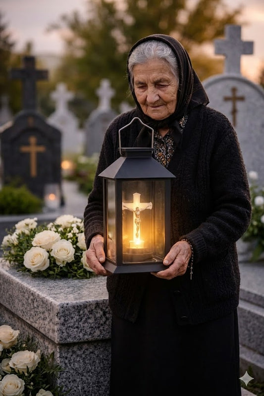 Felinar Solar cu Iisus – Lumină de Veghe care Nu se Stinge