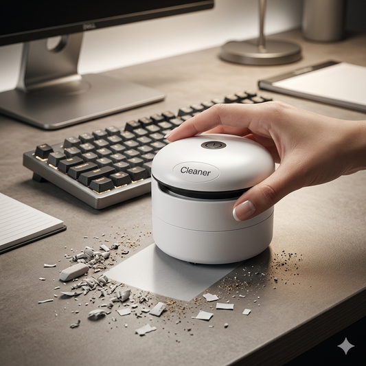Mini Aspirator de Birou Alb Compact și Silențios