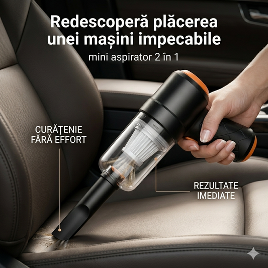Aspirator Portabil Mini 2 în 1 USB 1200mAh cu Accesorii