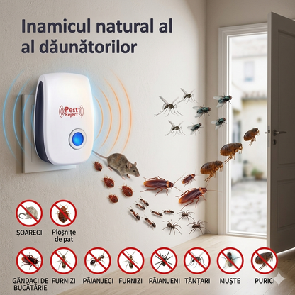 Kit Complet Anti-Dăunători 8 Piese – Aparat Ultrasonic + Gel Gândaci + Capcane Șoareci | Pachet Scut Total