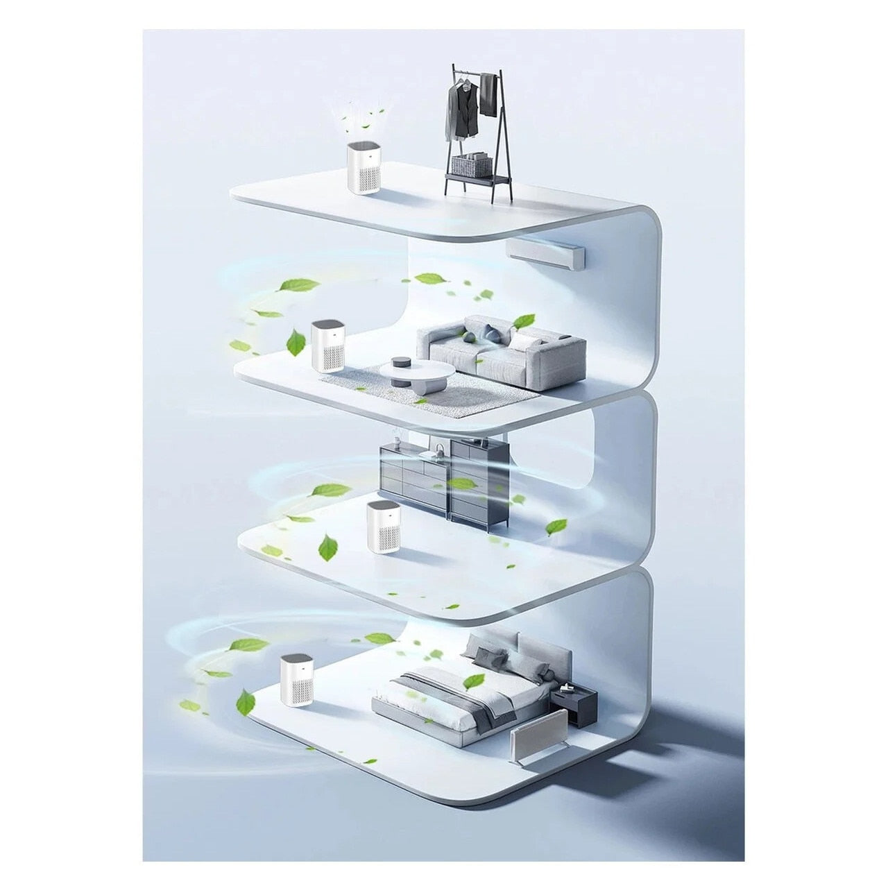 Flexon Purificator Aer Compact HEPA Ionizare USB Birou Mașină Alb